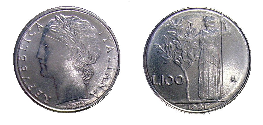 monete 100 lire 1991 minerva