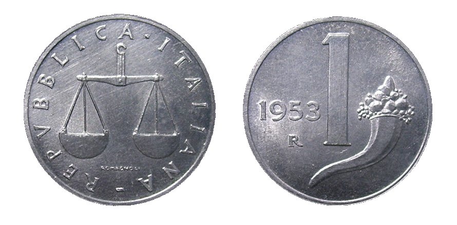 monete 1 lira 1953 cornucopia