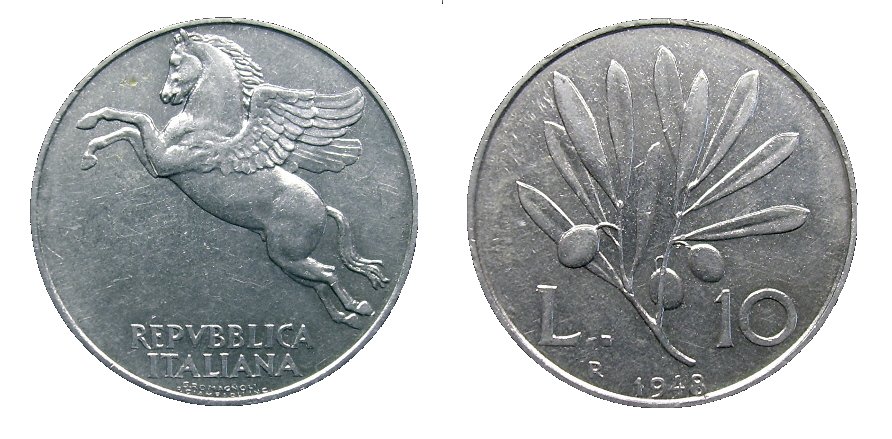 monete 10 lire 1948 olivo