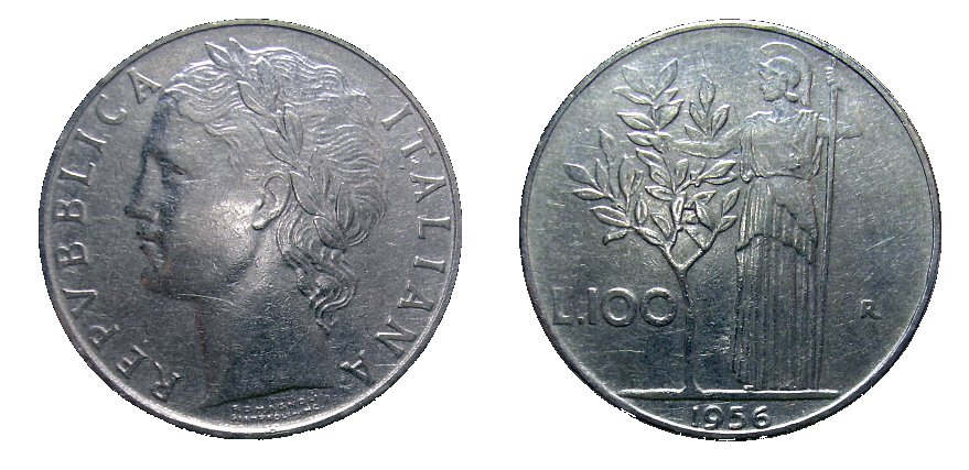 monete 100 lire 1956 minerva