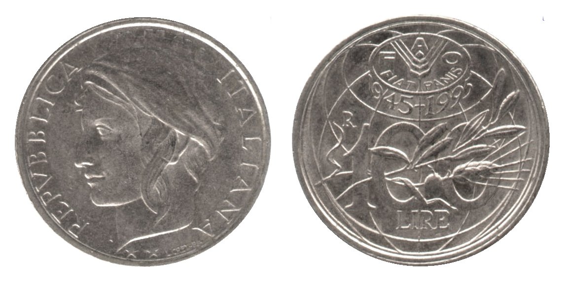 monete 100 lire 1995 fao