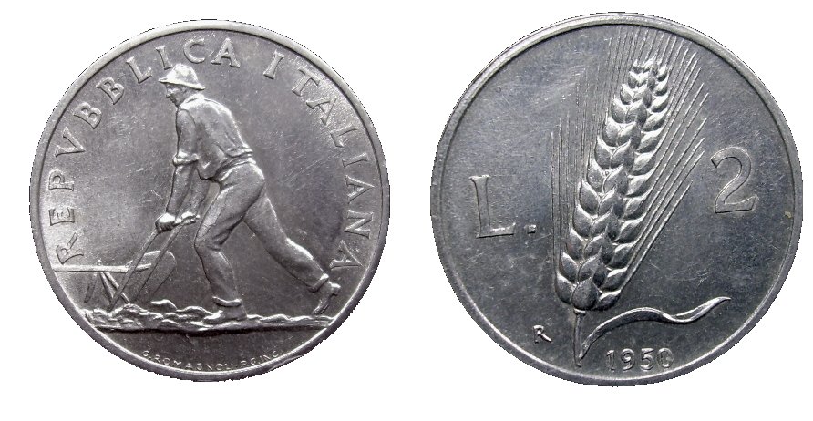 monete 2 lire 1950 spiga