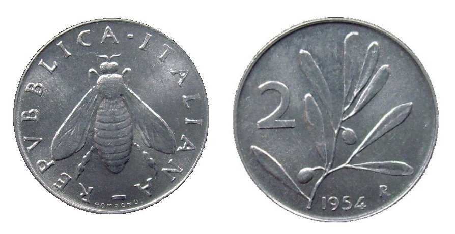 monete 2 lire 1954 olivo